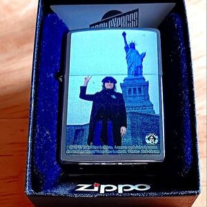 John Lennon -2013 Zippo -1974 Peace Sign Photo @ Statue Liberty by Bob Gruen-Box